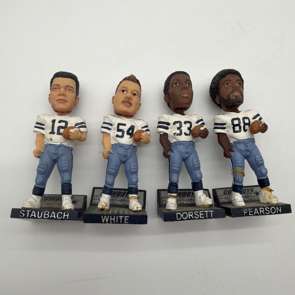 DALLAS COWBOYS 4 MINI BOBS MAGNETIC BOBBLEHEADS STAUBACH-DORSETT-WHITE-PEARSON